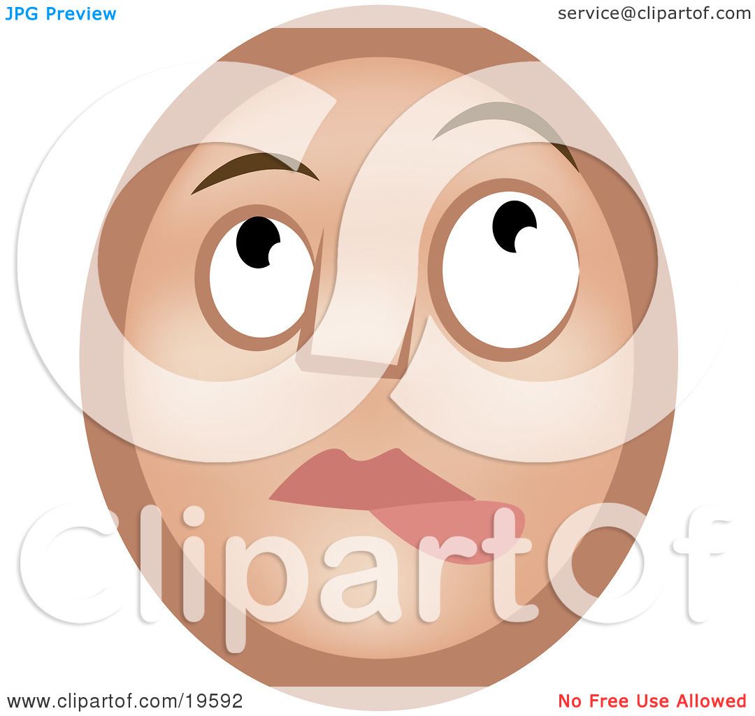 Clipart Illustration of a Nervous Lip Biting Emoticon Face Nibbling It