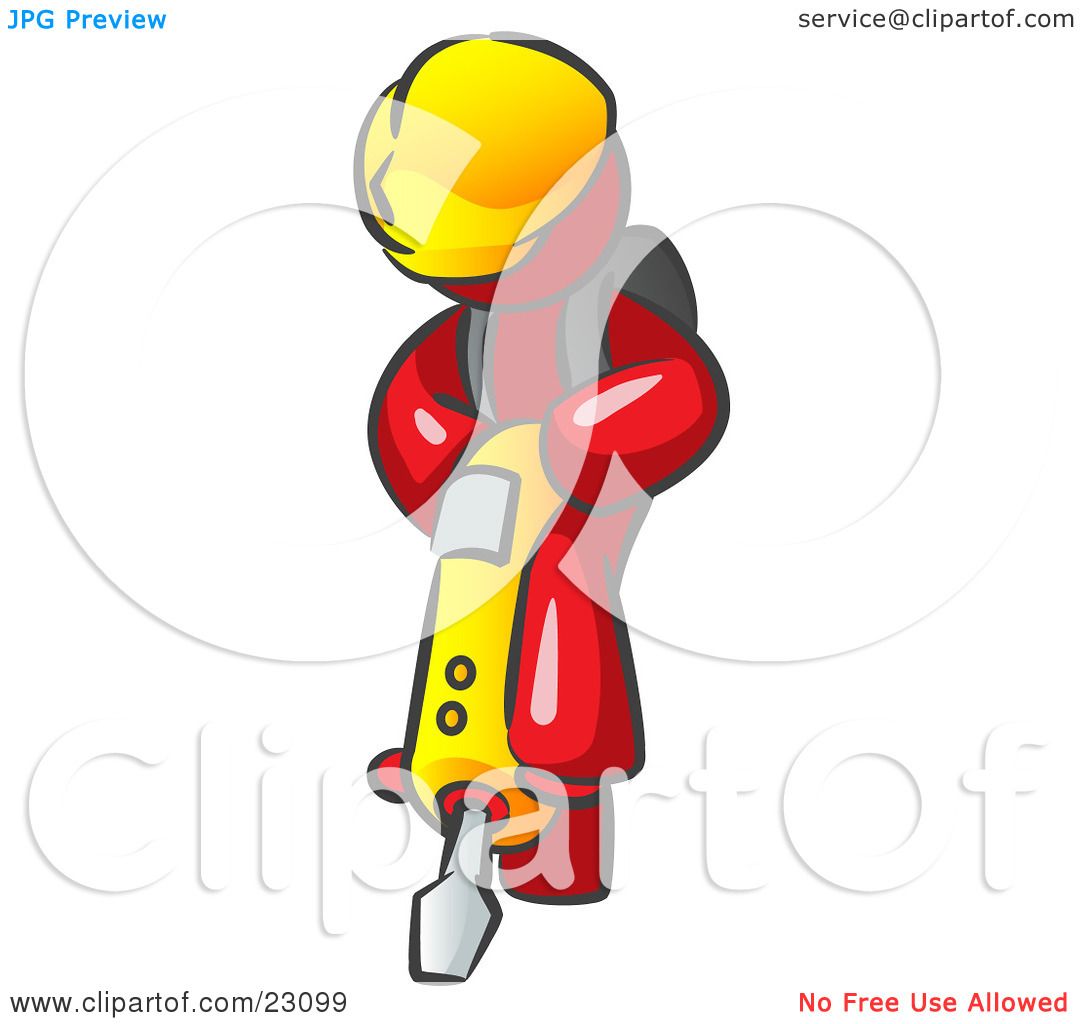 Clipart Illustration of a Red Construction Worker Man Wearing A Hardhat ...