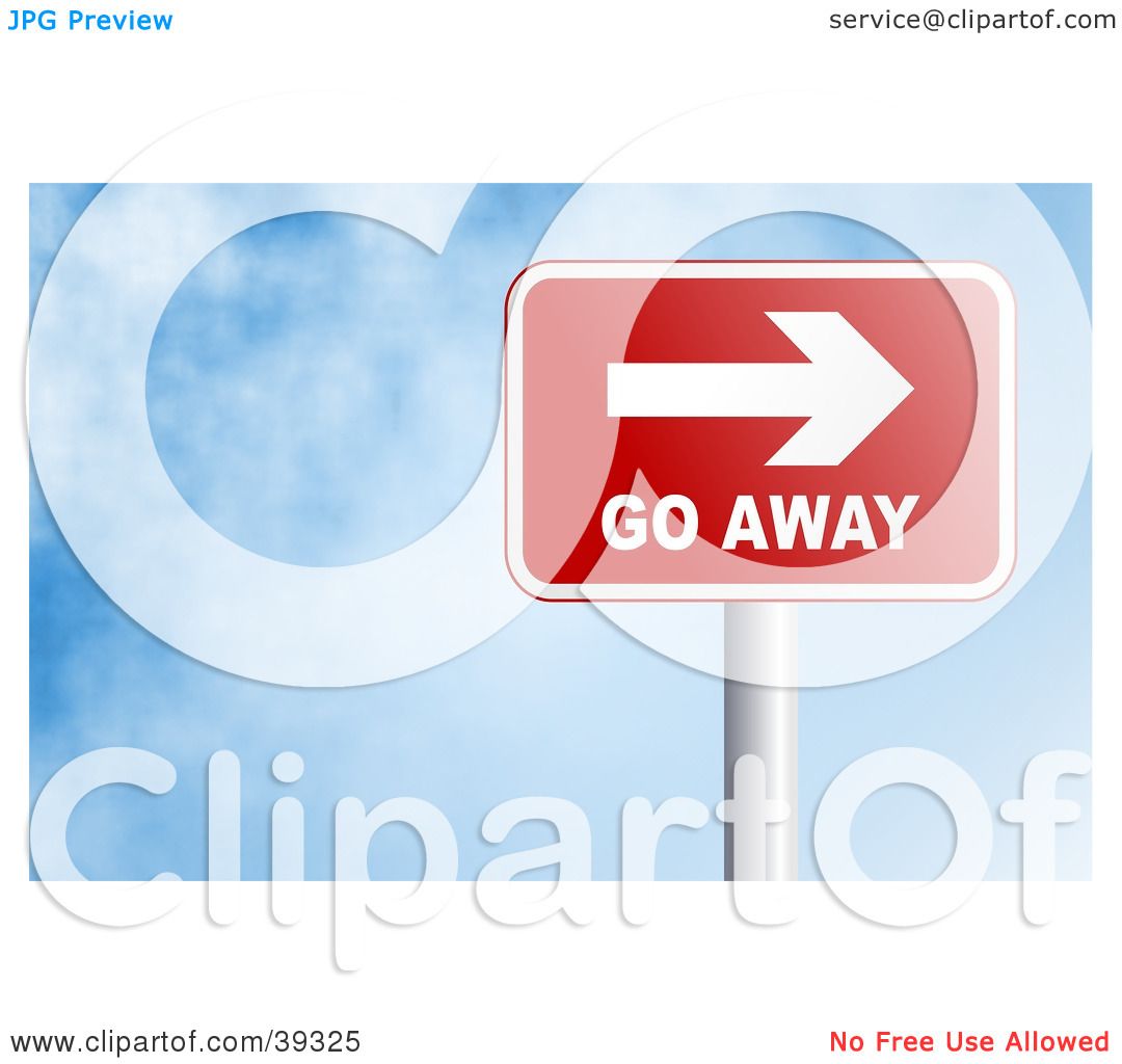 Clipart Illustration of a Red Go Away Rectangular Sign ...
