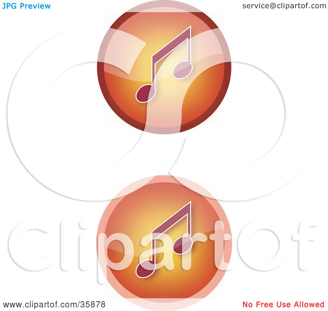Clipart Illustration Of A Set Of Two Gradient Orange Music Icon Buttons