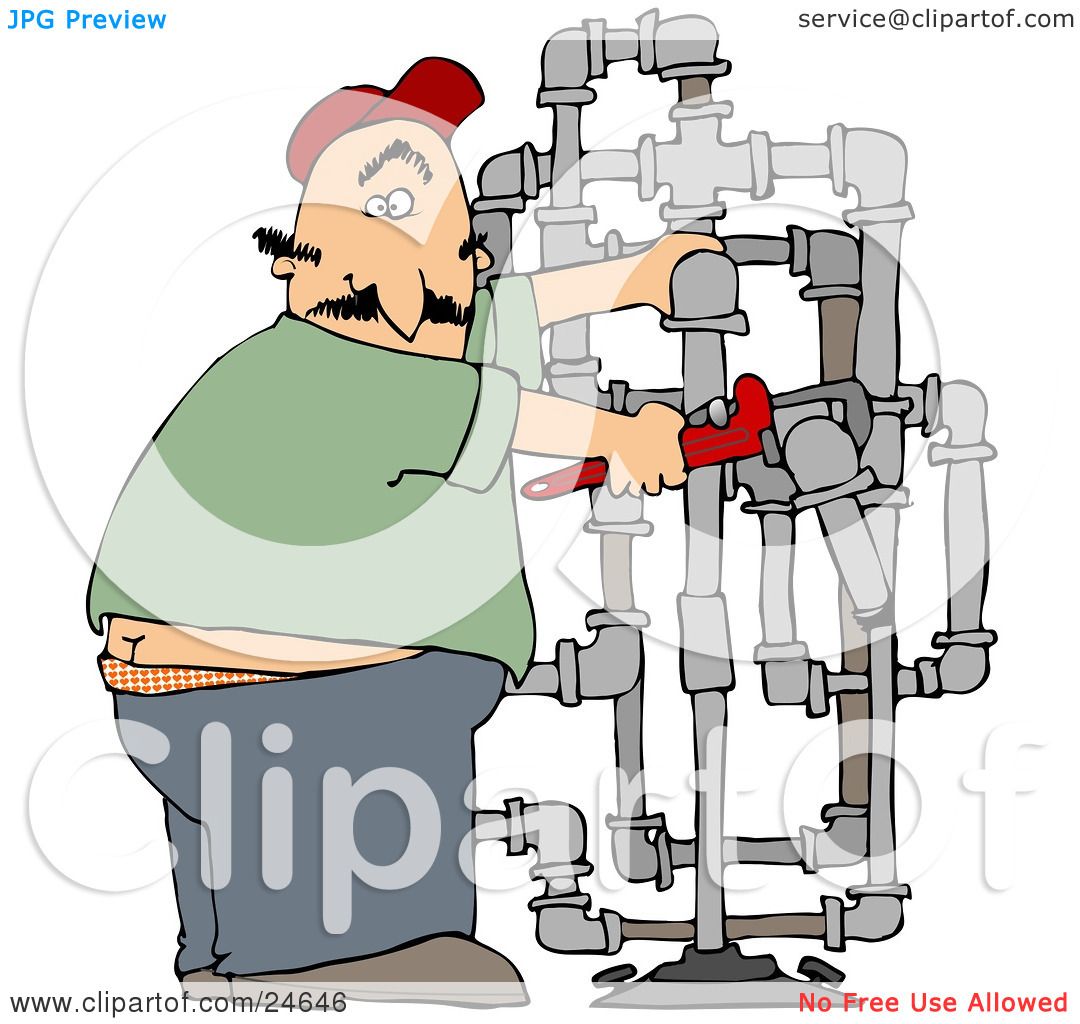 Clipart Illustration Of A Surprised Male Plumber Turning With A Shocked