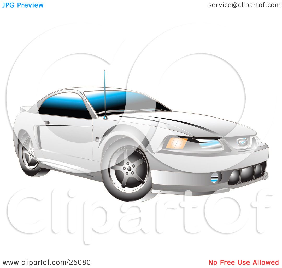 Clipart Illustration Of A White 2001 Roush Stage III Ford Mustang Car by  Andy Nortnik #25080