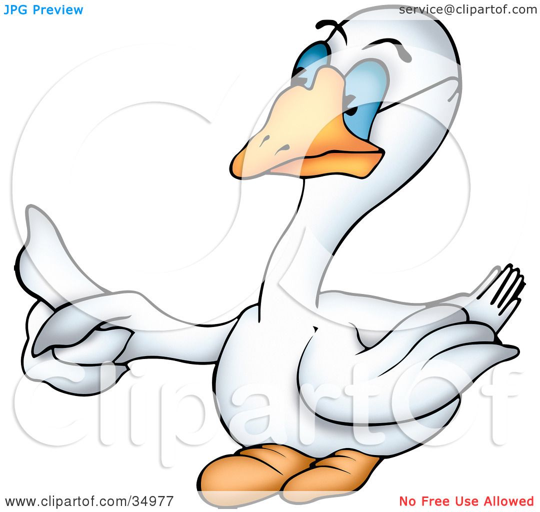 Clipart Illustration of a White Goose With Blue Eyes, Wearing Glasses ...
