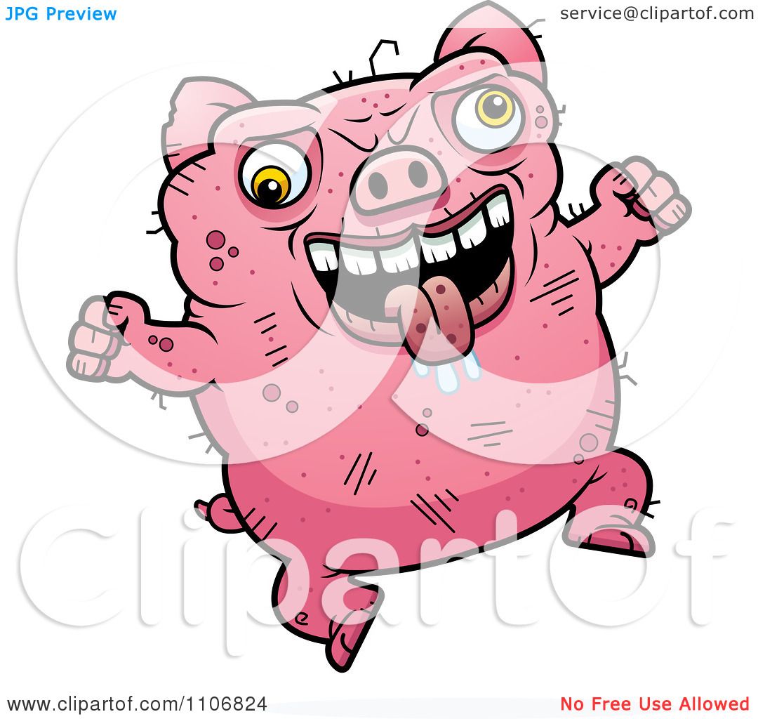 Clipart Jumping Ugly Pig - Royalty Free Vector Illustration by Cory Thoman  #1106824