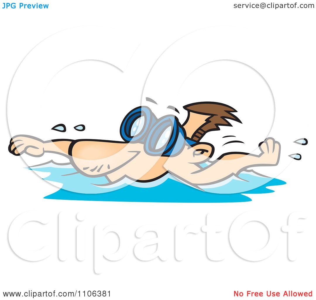 Clipart Male Swimmer Wearing Goggles - Royalty Free Vector Illustration ...