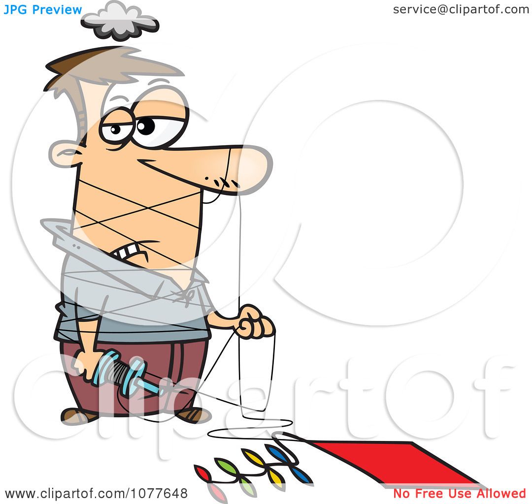 Clipart Man Tangled In Kite String - Royalty Free Vector