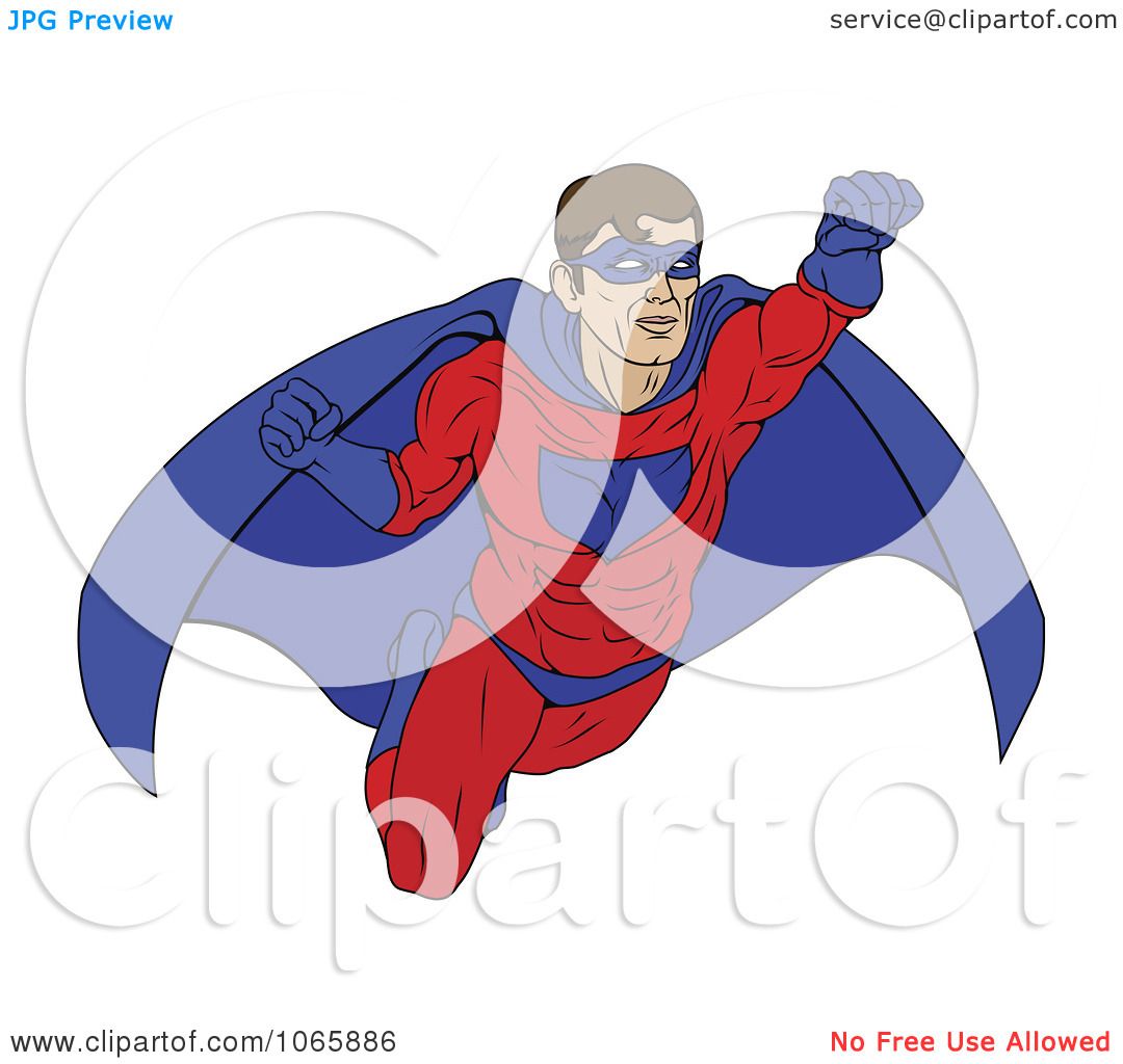 Clipart Masked Super Hero In Flight - Royalty Free Vector Illustration ...