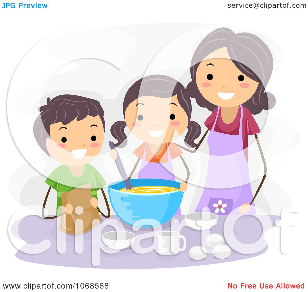 Download Clipart Mom And Kids Baking - Royalty Free Vector ...