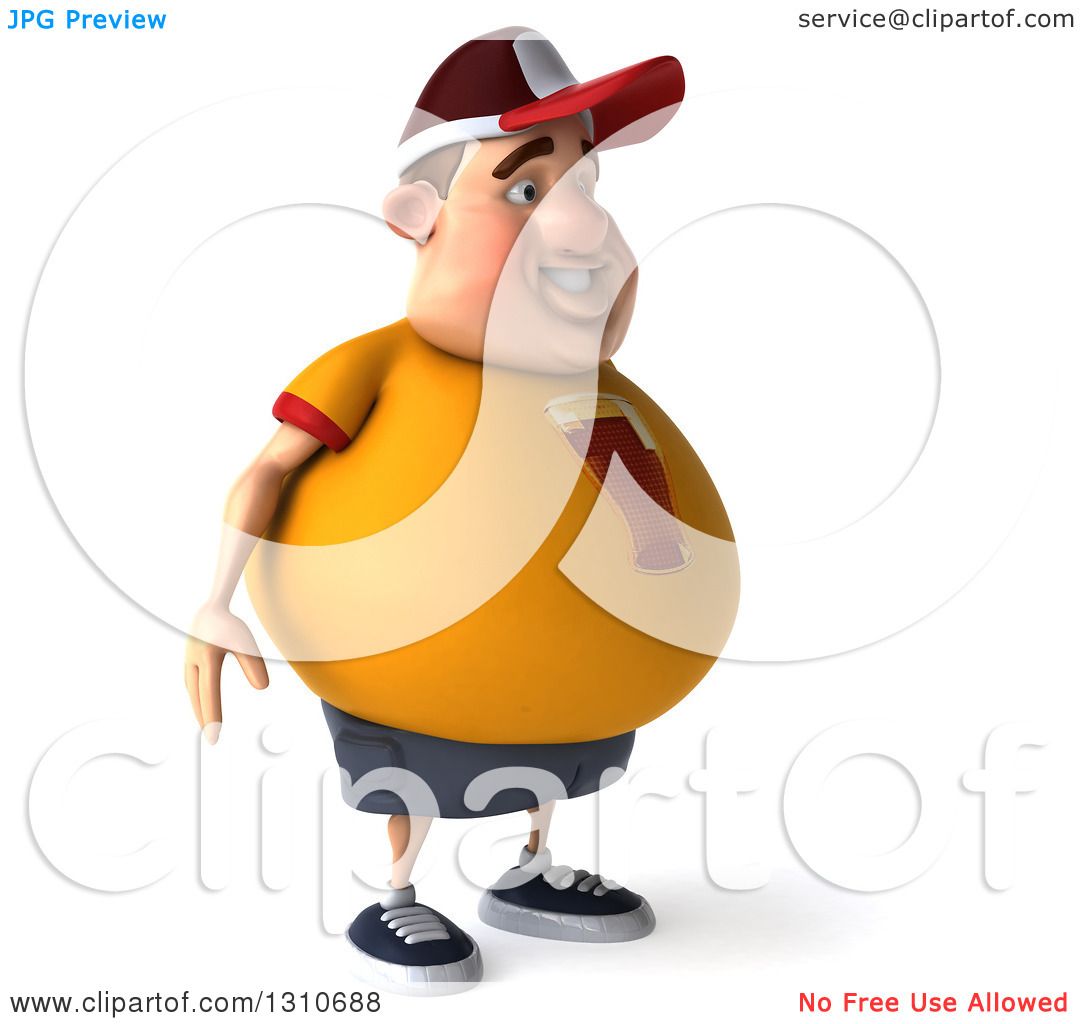 Clipart Of A 3d Chubby White Guy In A Yellow Beer Shirt Facing Right Royalty Free Illustration By Julos 1310688