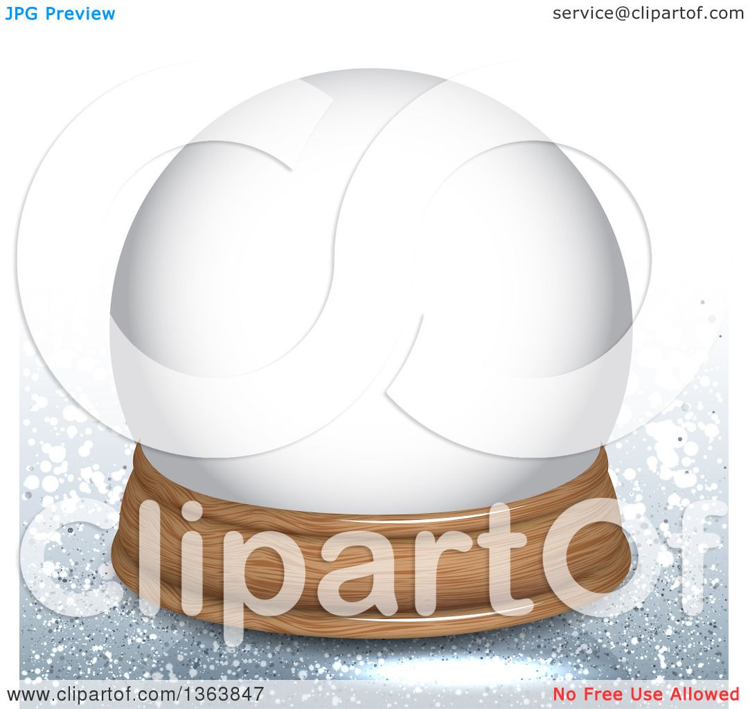 Download Clipart of a 3d Empty Snow Globe Dome on a Glittery ...