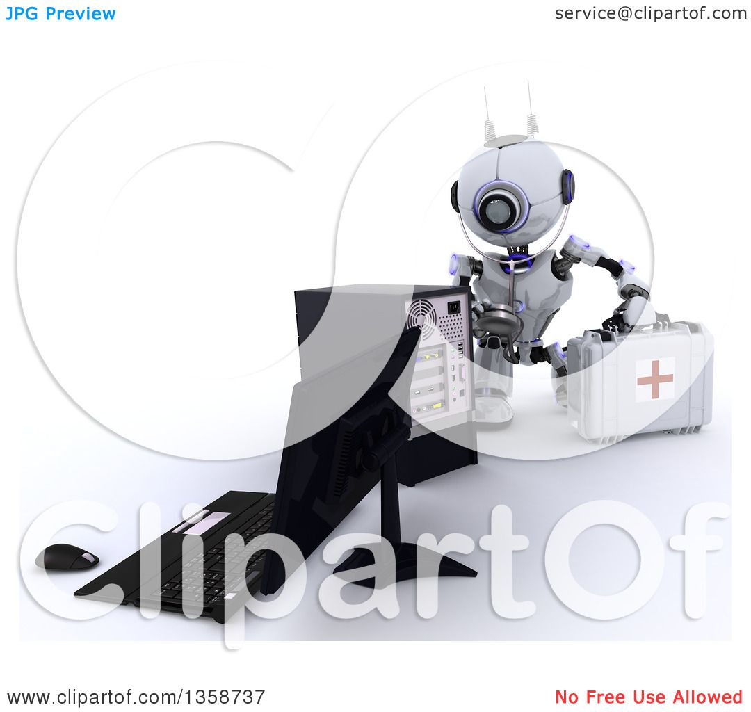 Clipart of a 3d Futuristic First Responder Repair Robot ...