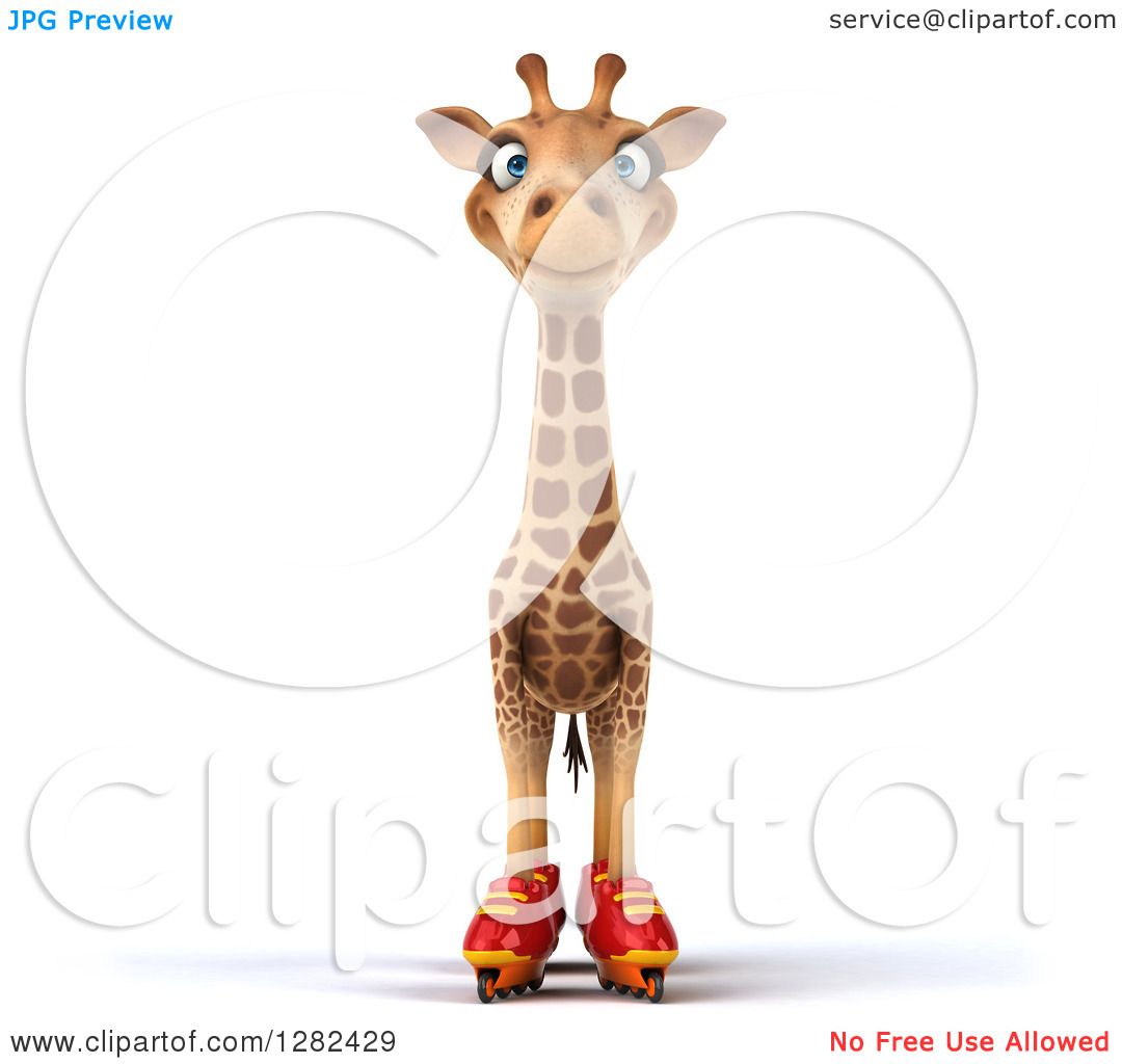 Download Clipart of a 3d Giraffe Facing Front, Wearing Roller Blades - Royalty Free Vector Illustration ...