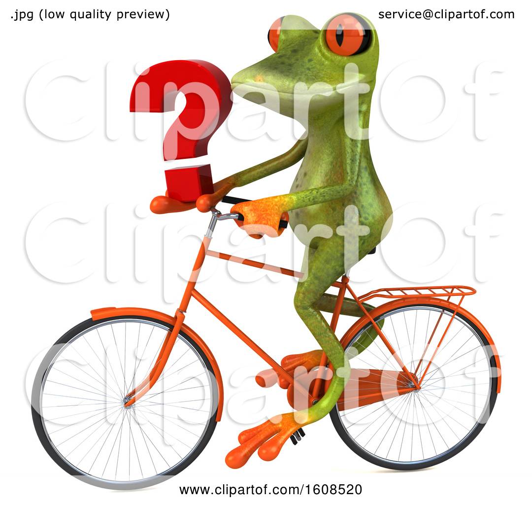 Clipart of a 3d Green Frog Holding a Question Mark, on a White ...