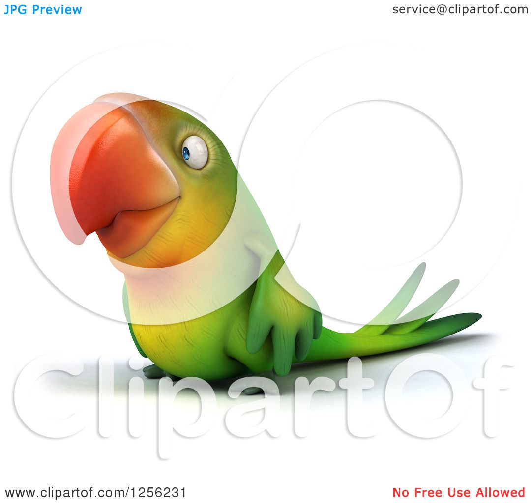 clipart of a 3d green parrot facing left royalty free illustration by julos 1256231 clipart of