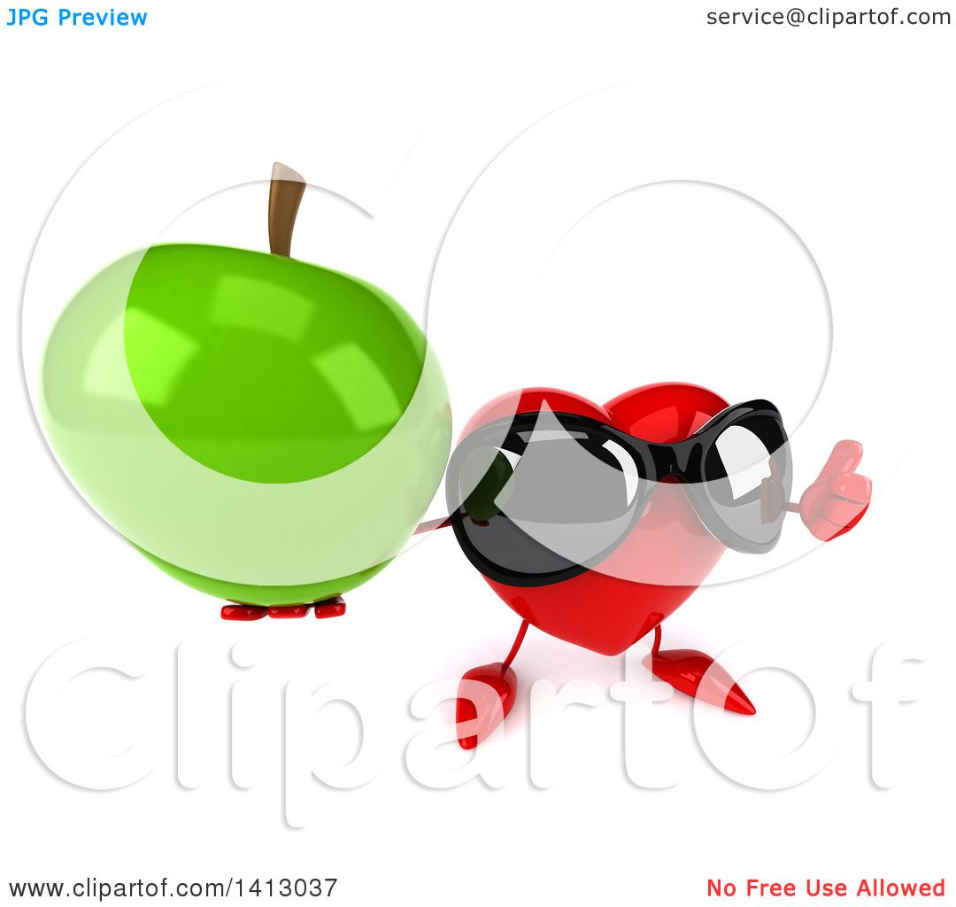 Clipart of a 3d Love Heart Character, on a White Background - Royalty