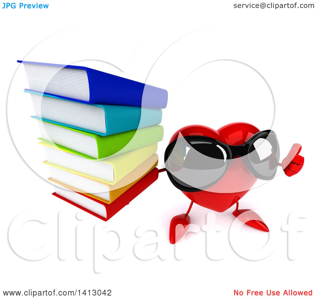 Clipart of a 3d Love Heart Character, on a White Background - Royalty