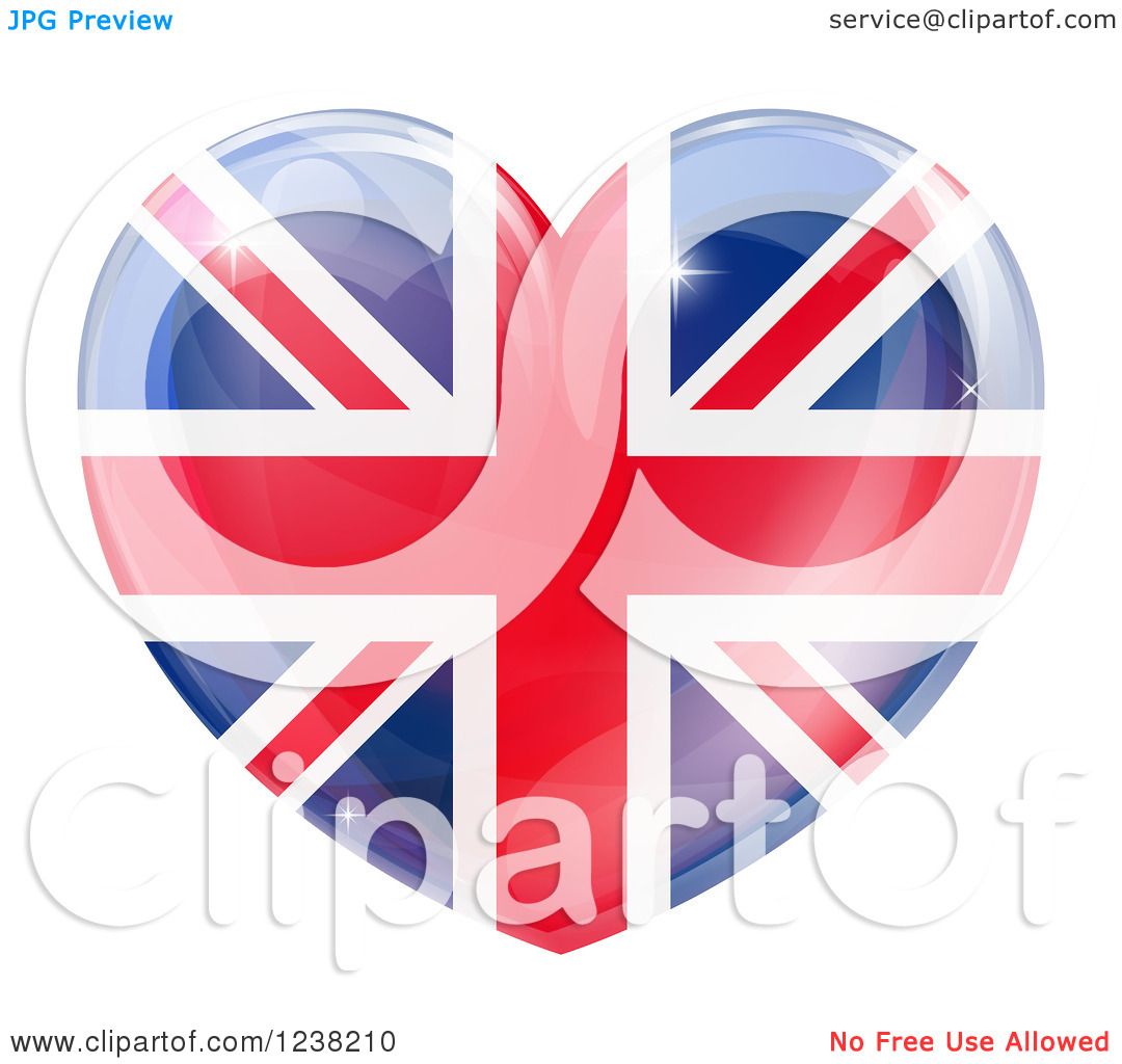 Download Clipart of a 3d Reflective Union Jack British Flag Heart - Royalty Free Vector Illustration by ...