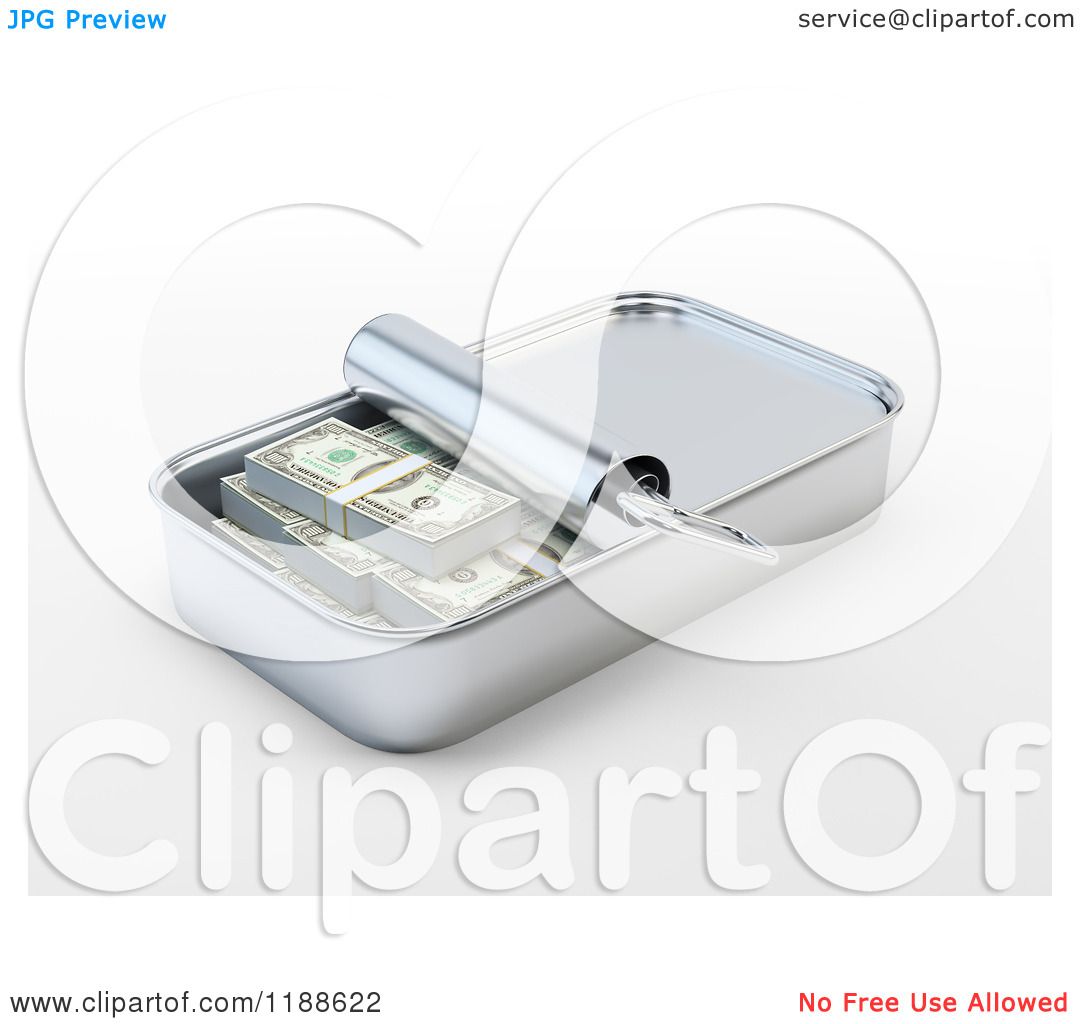 Download Clipart of a 3d Sardine Can Full of Cash - Royalty Free CGI Illustration by Mopic #1188622