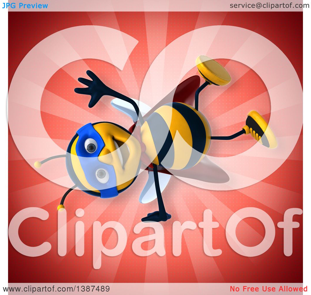 Download Clipart of a 3d Super Honey Bee, on a Red Background ...