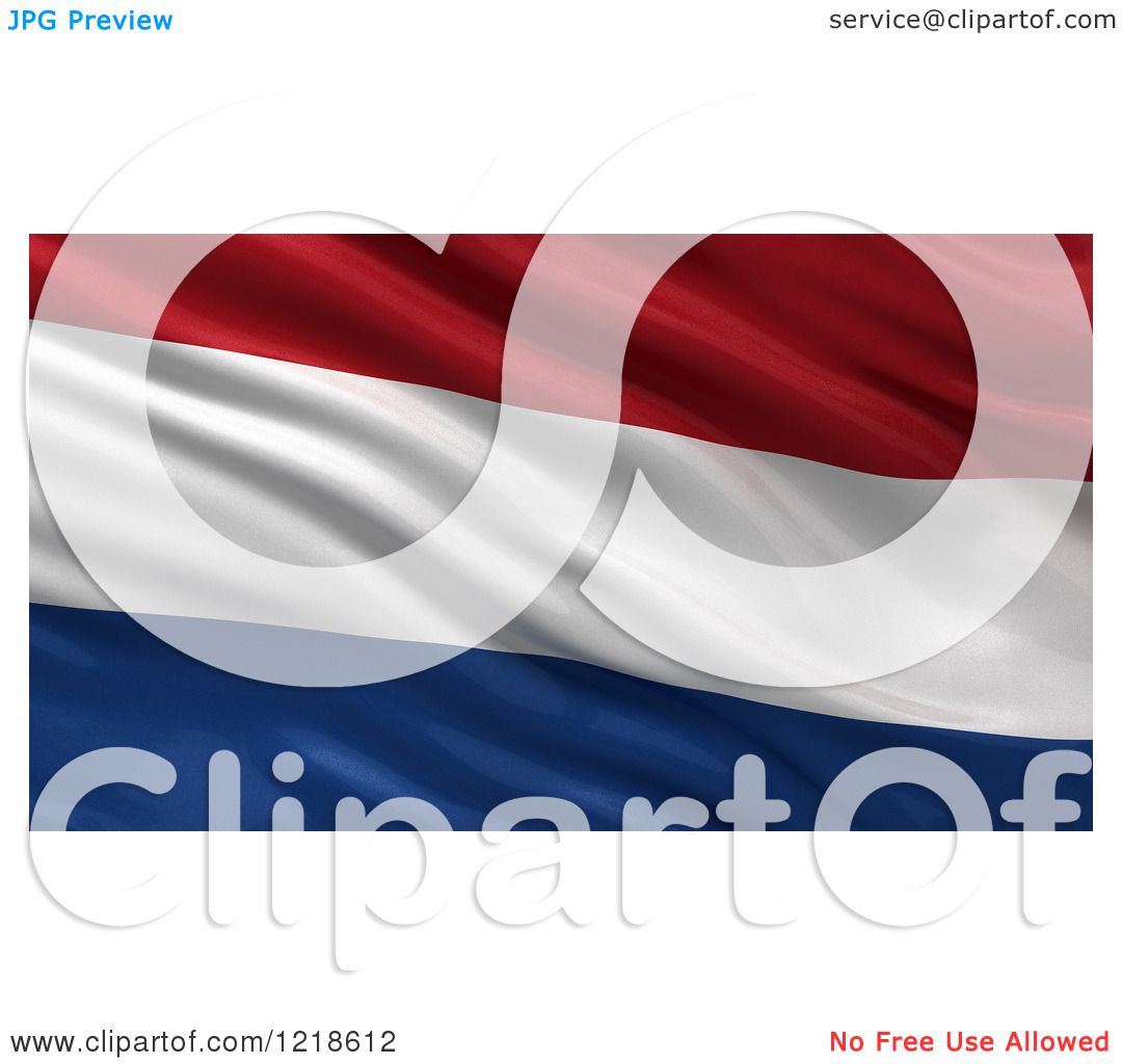 Clipart Of A 3d Waving Flag Of Netherlands With Rippled