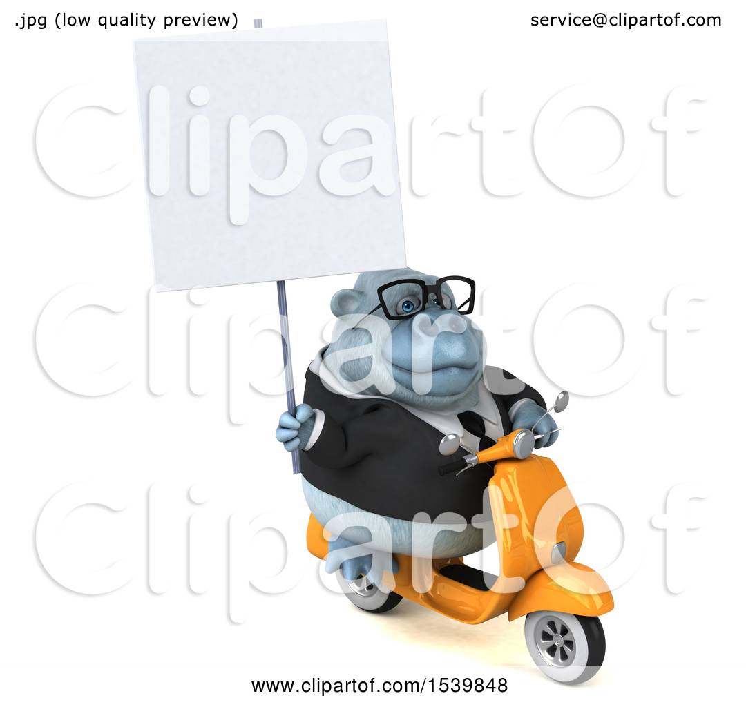 Download Clipart of a 3d White Business Monkey Yeti Riding a ...