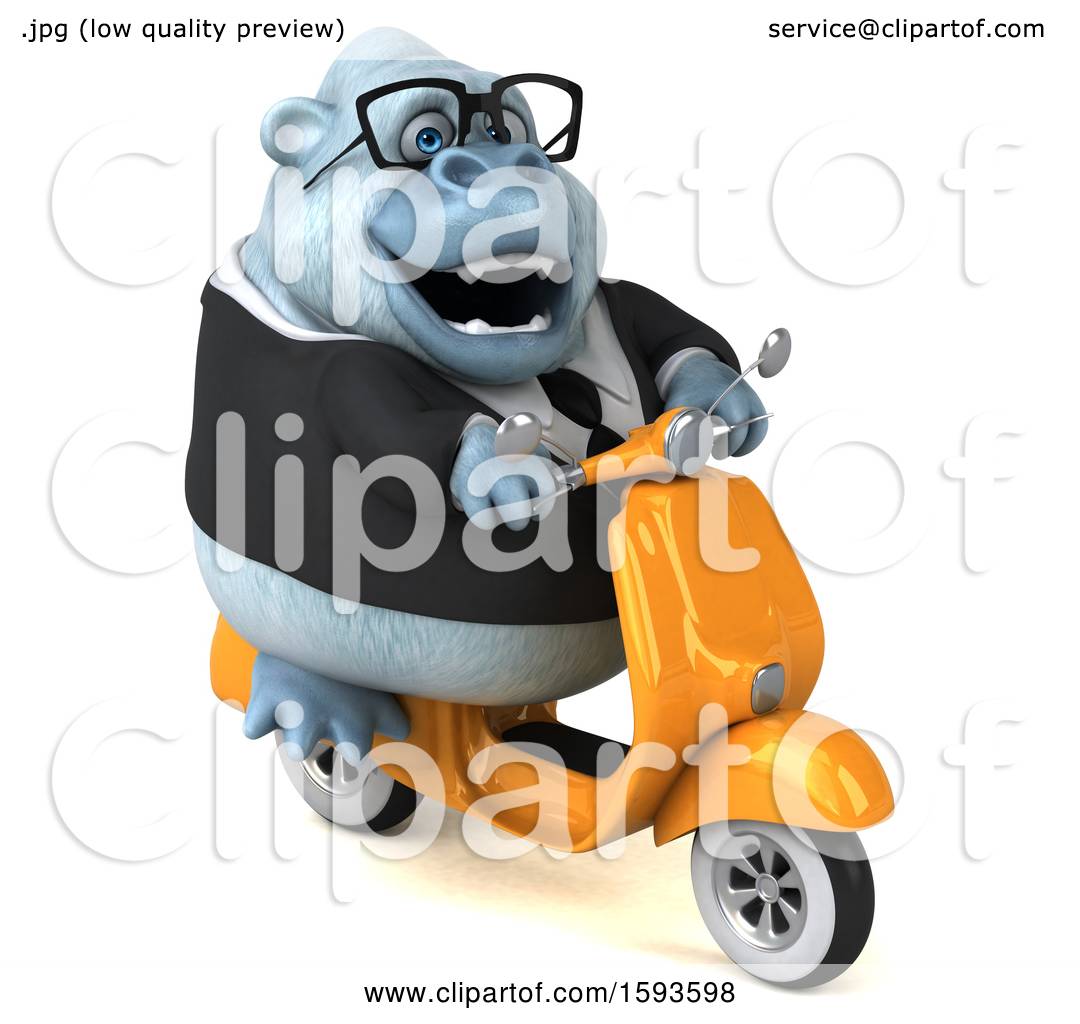 Download Clipart of a 3d White Business Monkey Yeti Riding a ...