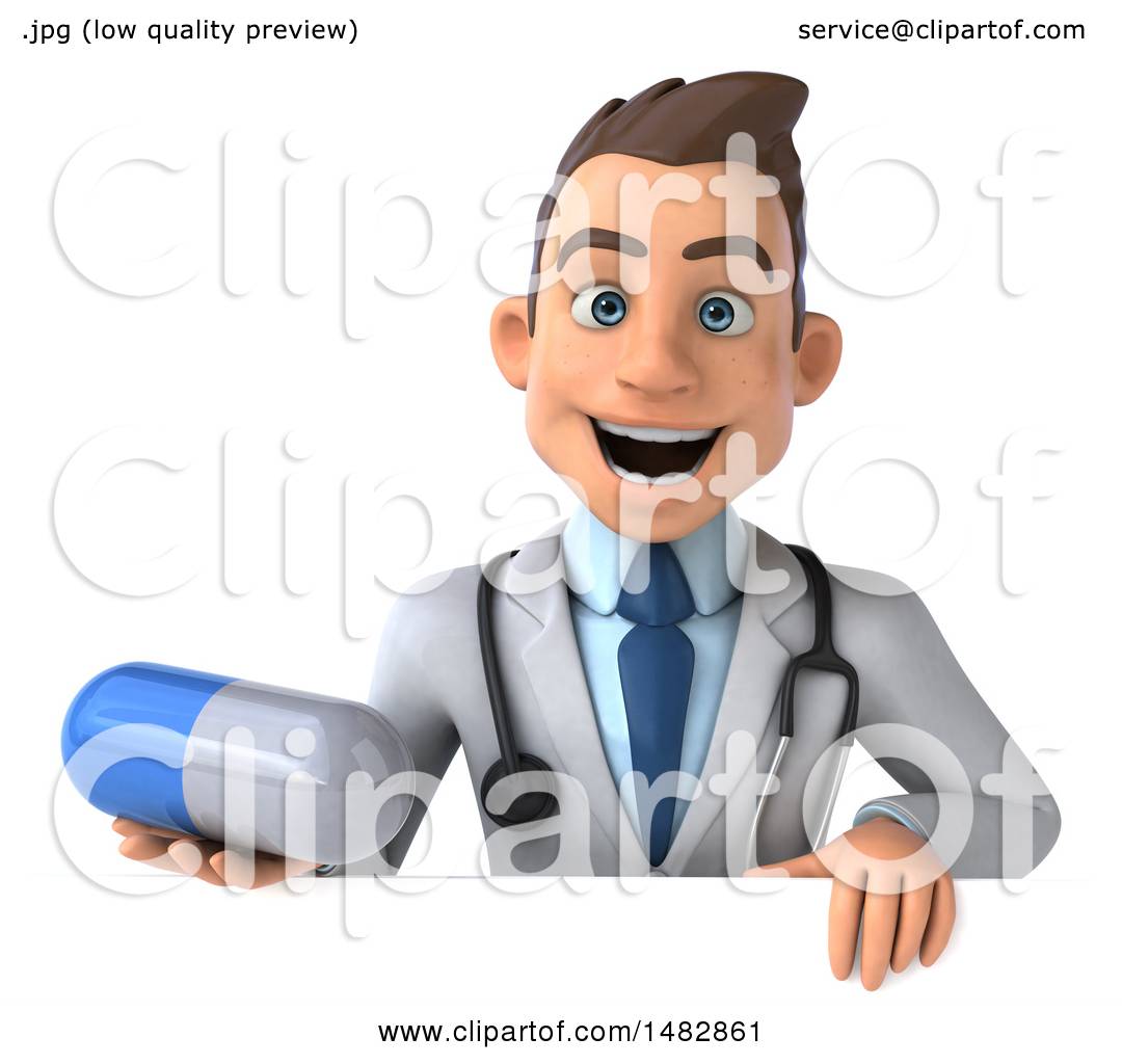 Clipart of a 3d White Male Doctor, on a White Background - Royalty Free ...