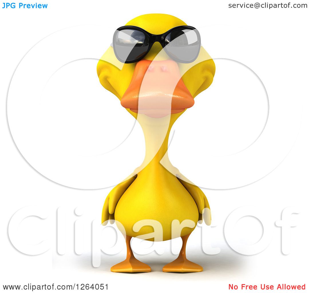 Clipart of a 3d Yellow Duck Wearing Sunglasses - Royalty Free Vector  Illustration by Julos #1264051