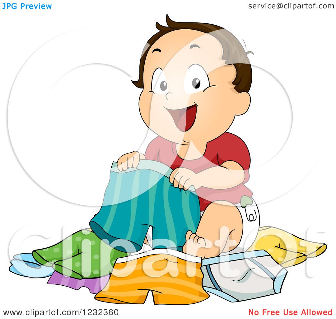Clipart of a Baby Boy Choosing His Underwear - Royalty Free Vector ...