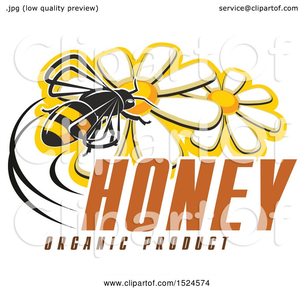 Download Clipart of a Bee with Honey and Organic Product Text ...