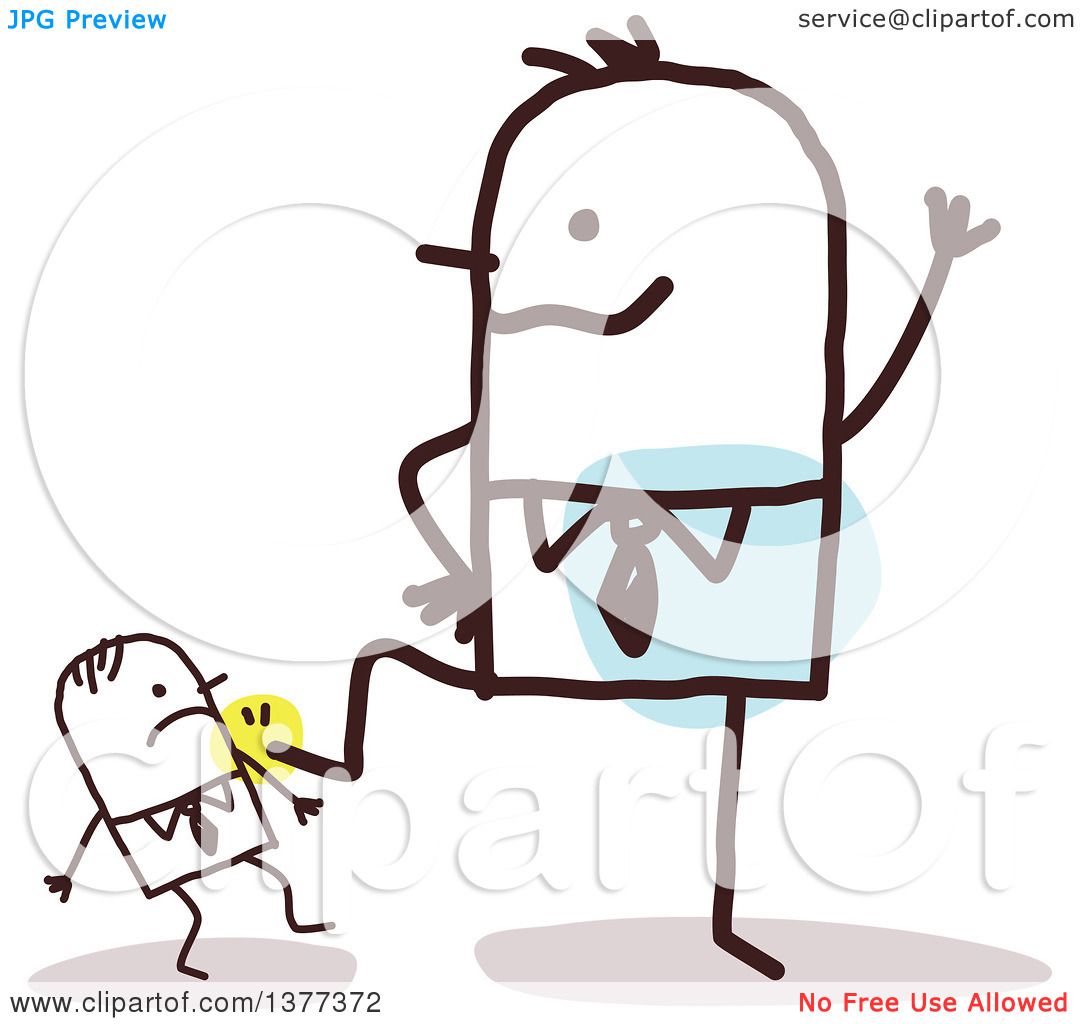 Man being kicked boss employees out Royalty Free Vector