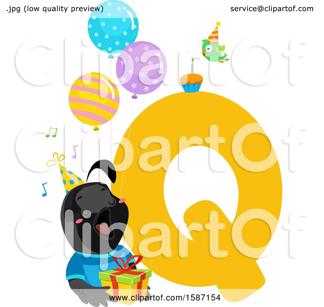 Clipart of a Birthday Animal Alphabet Letter Q with a Quail - Royalty Free  Vector Illustration by BNP Design Studio #1587154