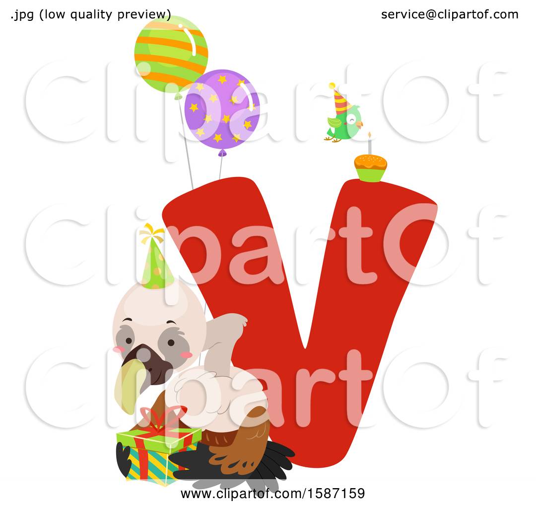 Clipart of a Birthday Animal Alphabet Letter V with a Vulture - Royalty  Free Vector Illustration by BNP Design Studio #1587159