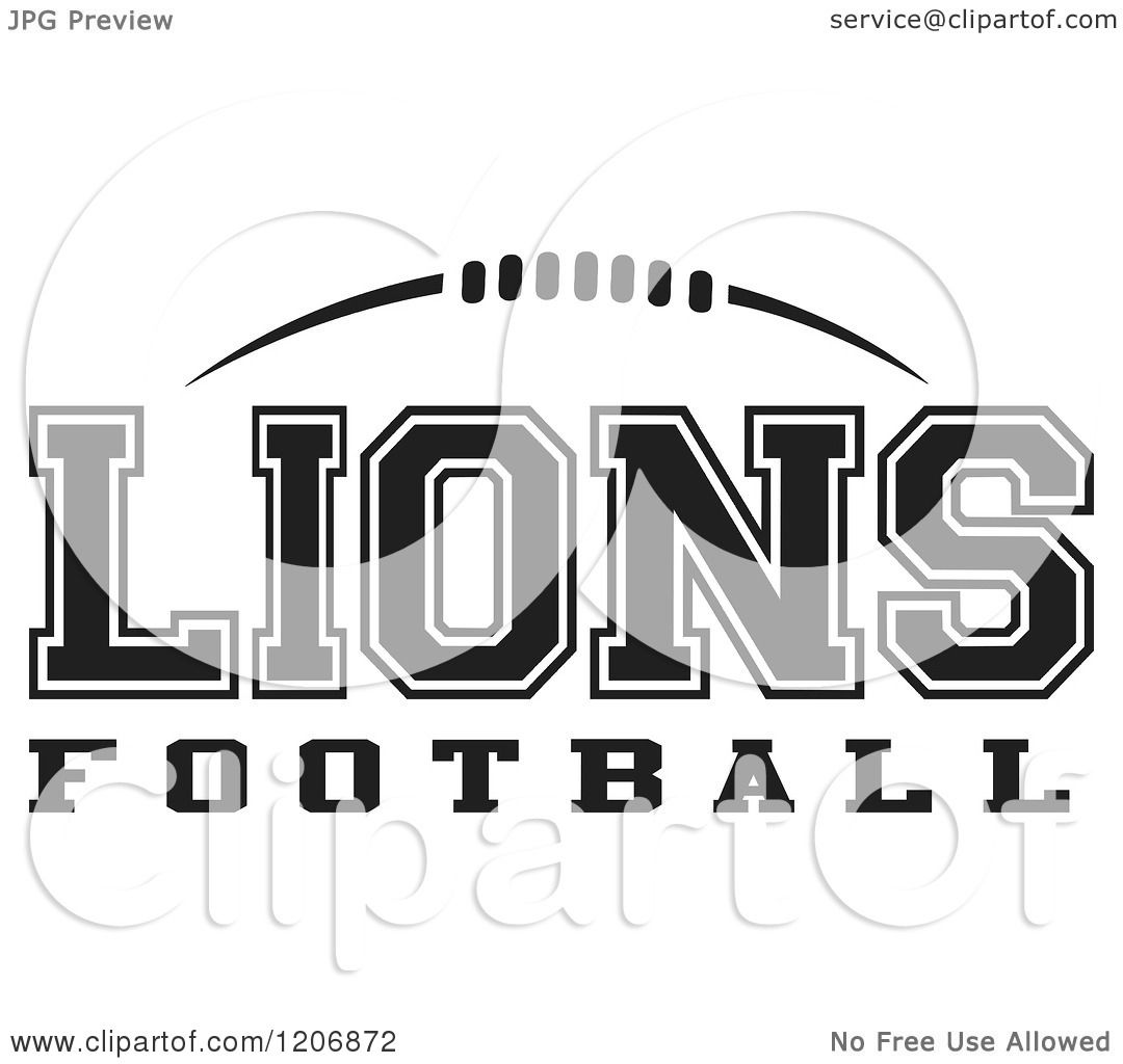 Clipart of a Black and White American Football and LIONS Football Team ...