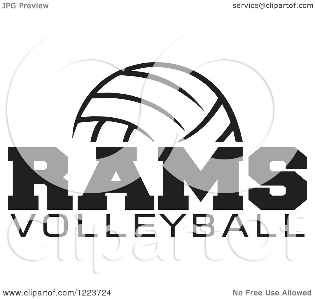 Clipart of a Black and White Ball with RAMS VOLLEYBALL Text - Royalty ...