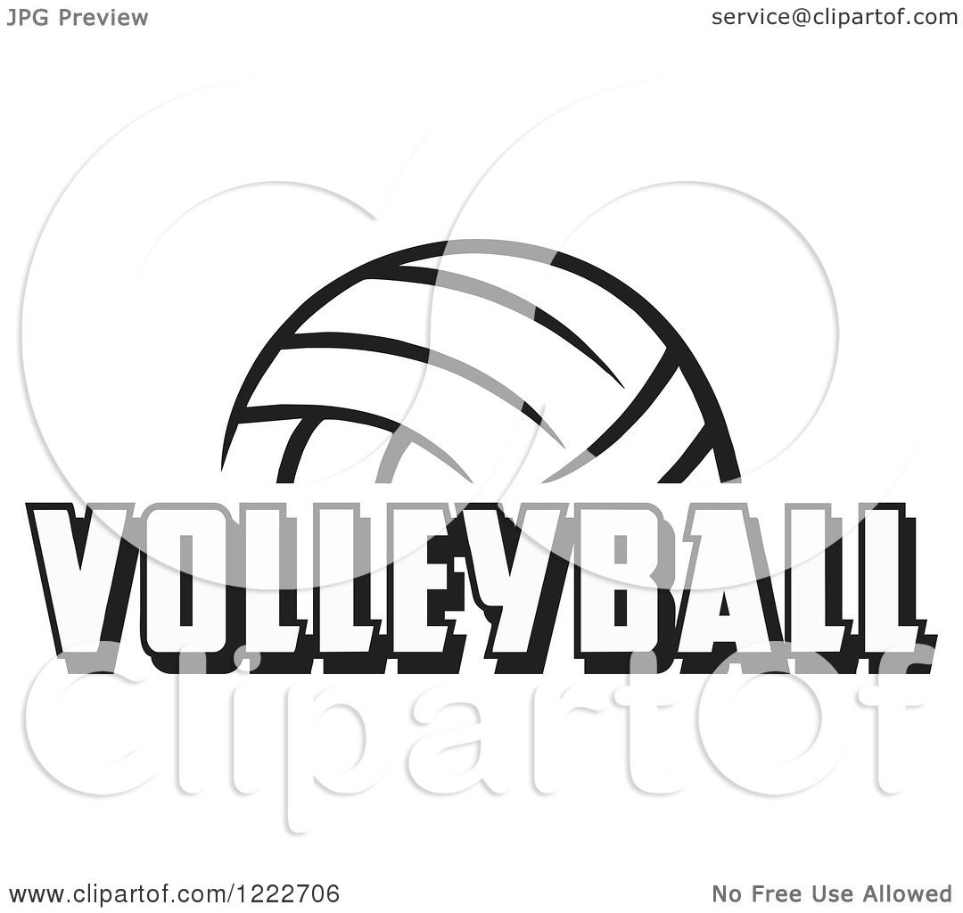 Clipart of a Black and White Ball with VOLLEYBALL Text - Royalty Free ...