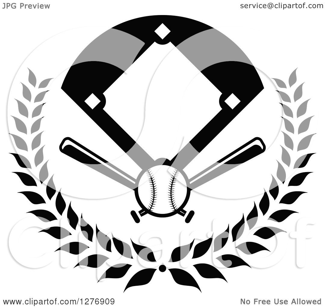 baseball diamond clipart black and white