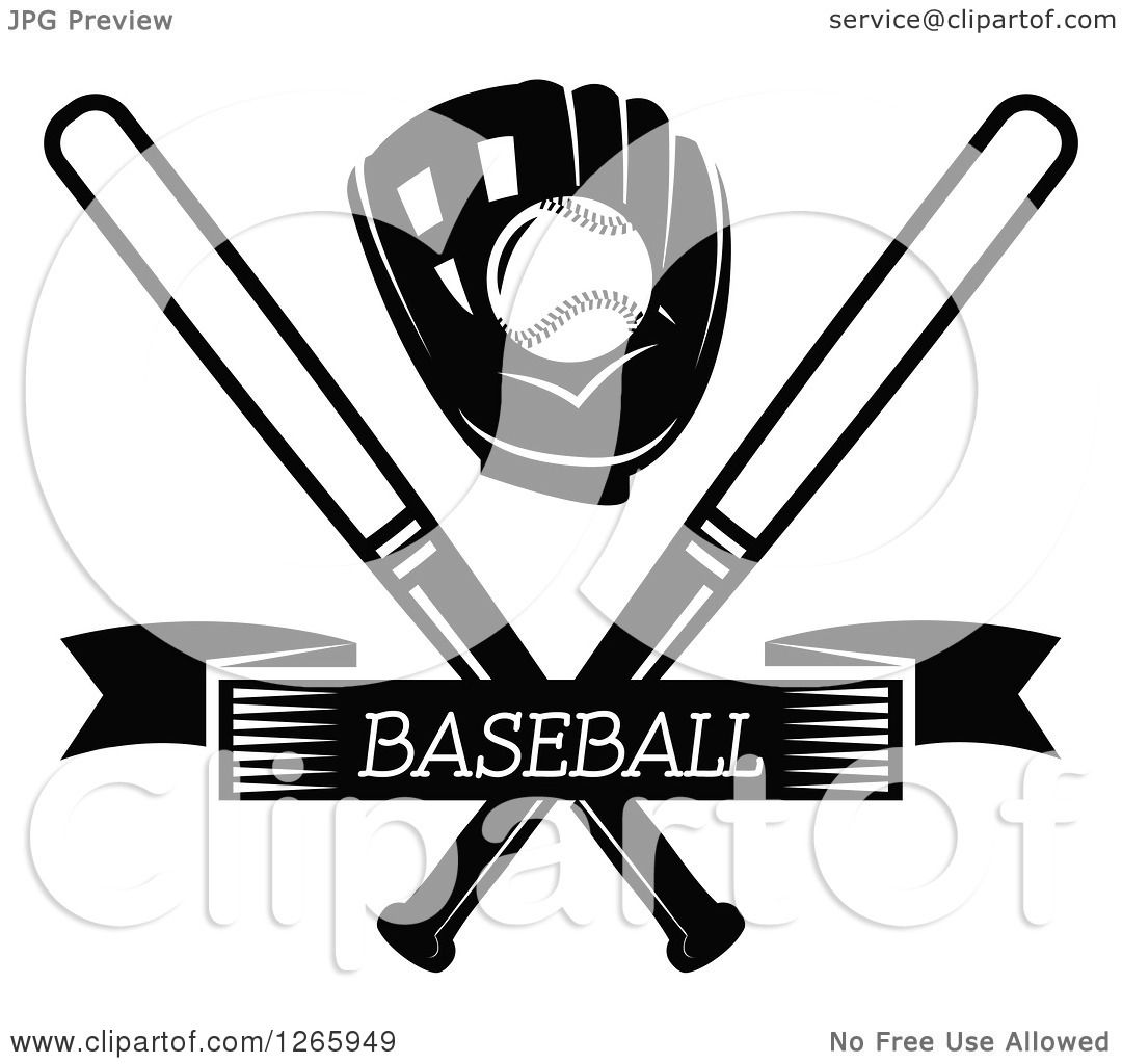 Clipart of a Grayscale Baseball Glove - Royalty Free Vector