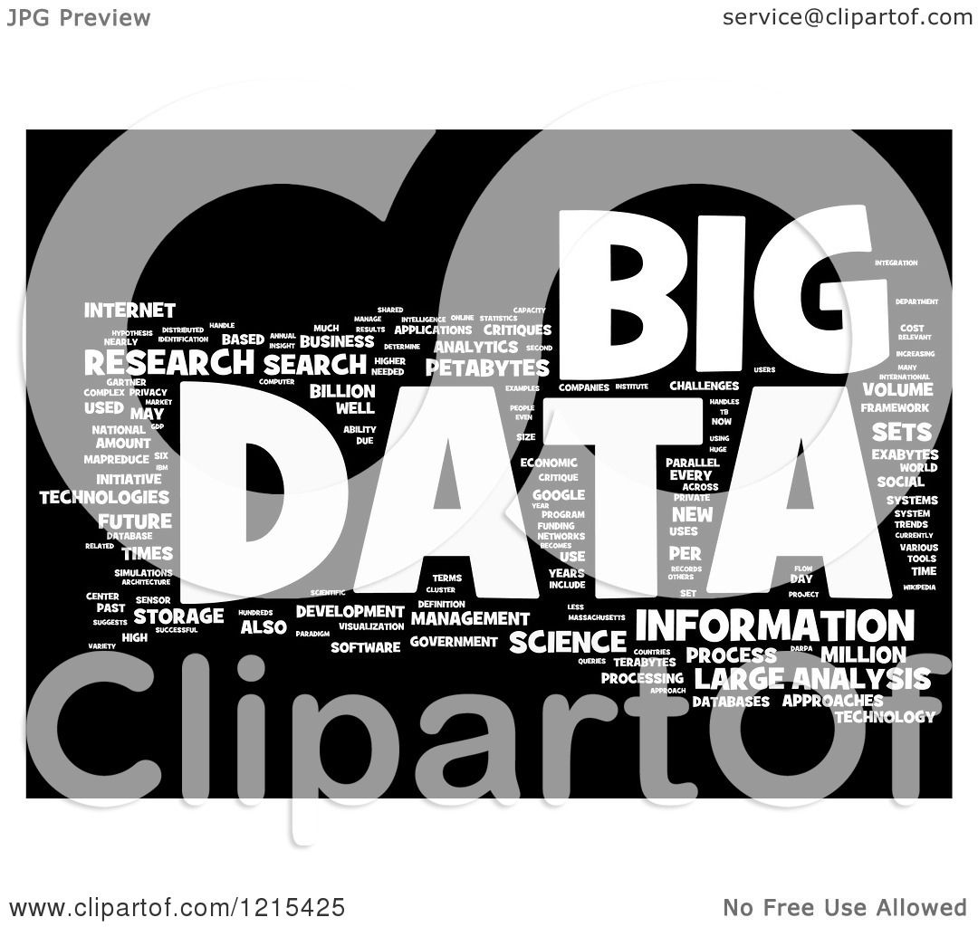 Clipart of a Black and White Big Data Word Collage ...