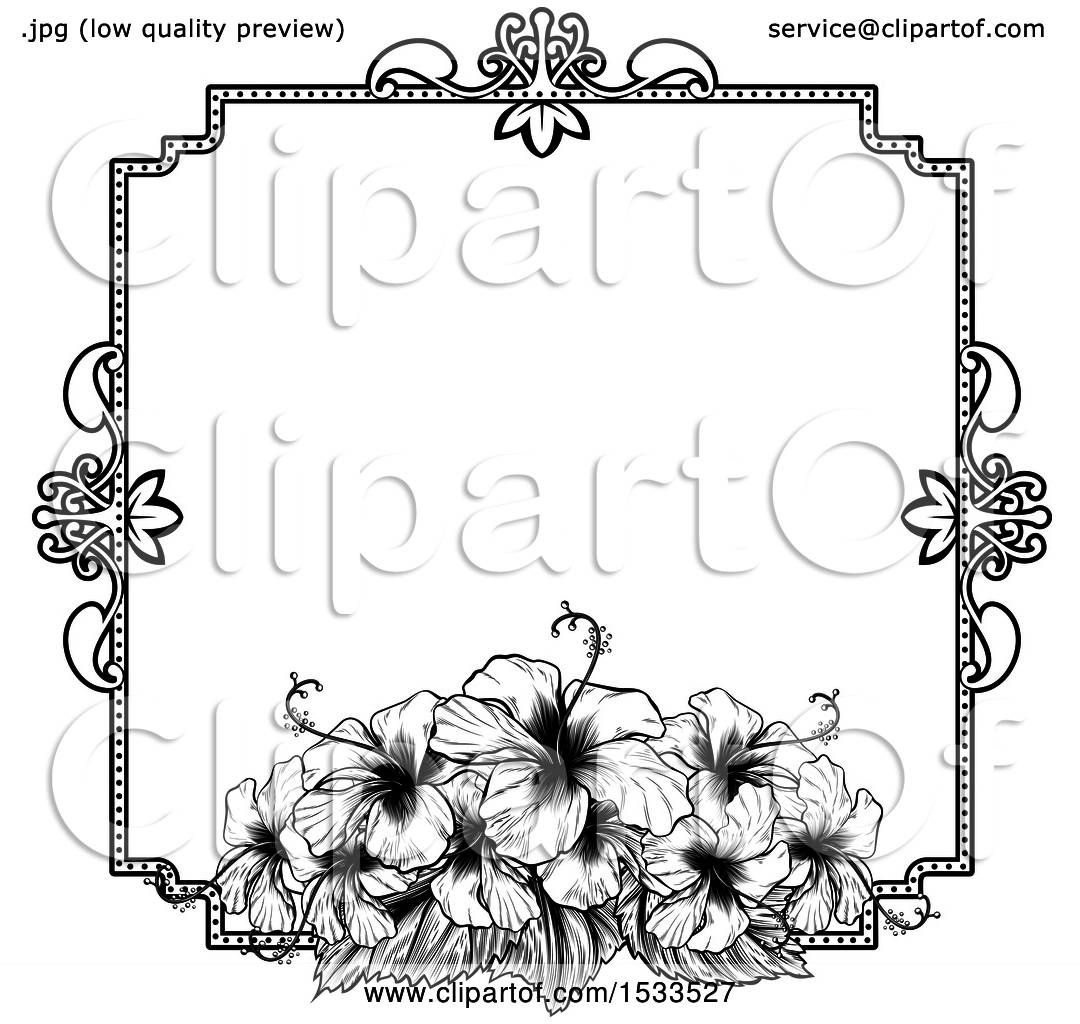 Clipart of a Black and White Border or Wedding Invitation