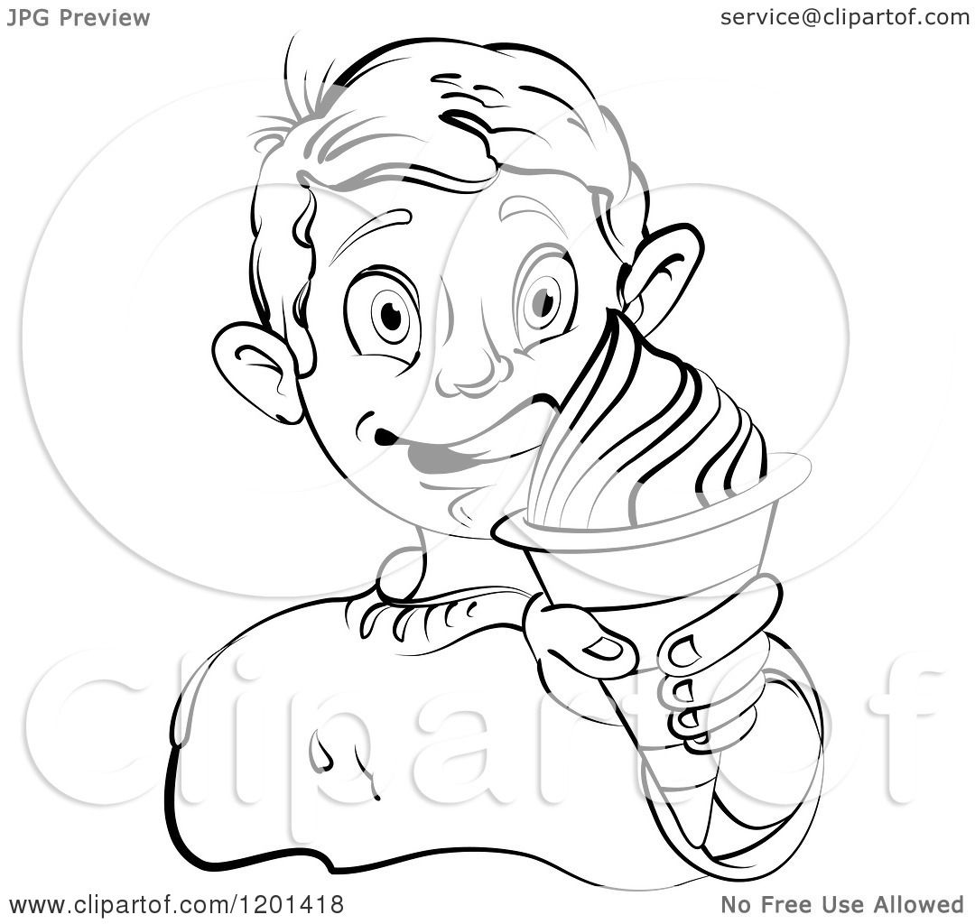 Download Clipart of a Black and White Boy Licking His Lips and ...