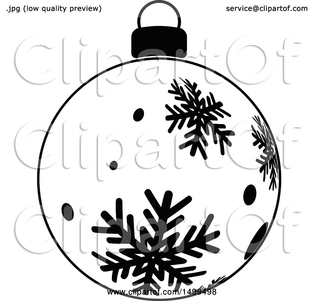 Clipart of a Black and White Christmas Bauble Ornament
