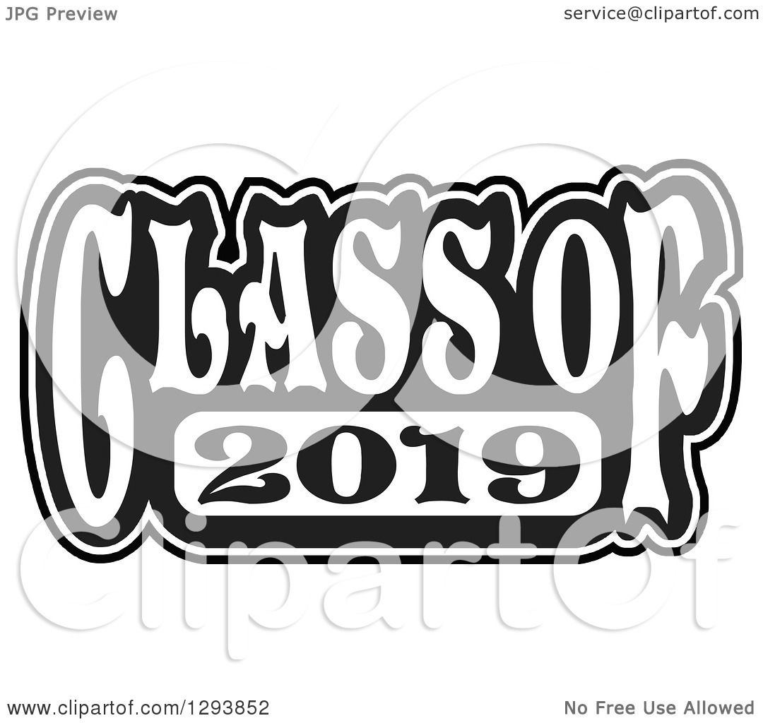 Download Clipart of a Black and White Class of 2019 High School ...