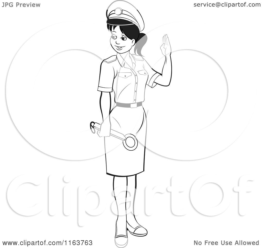 Clipart of a Black and White Female Security Guard in a Uniform  Royalty  Free Vector Illustration by Lal Perera 1163763