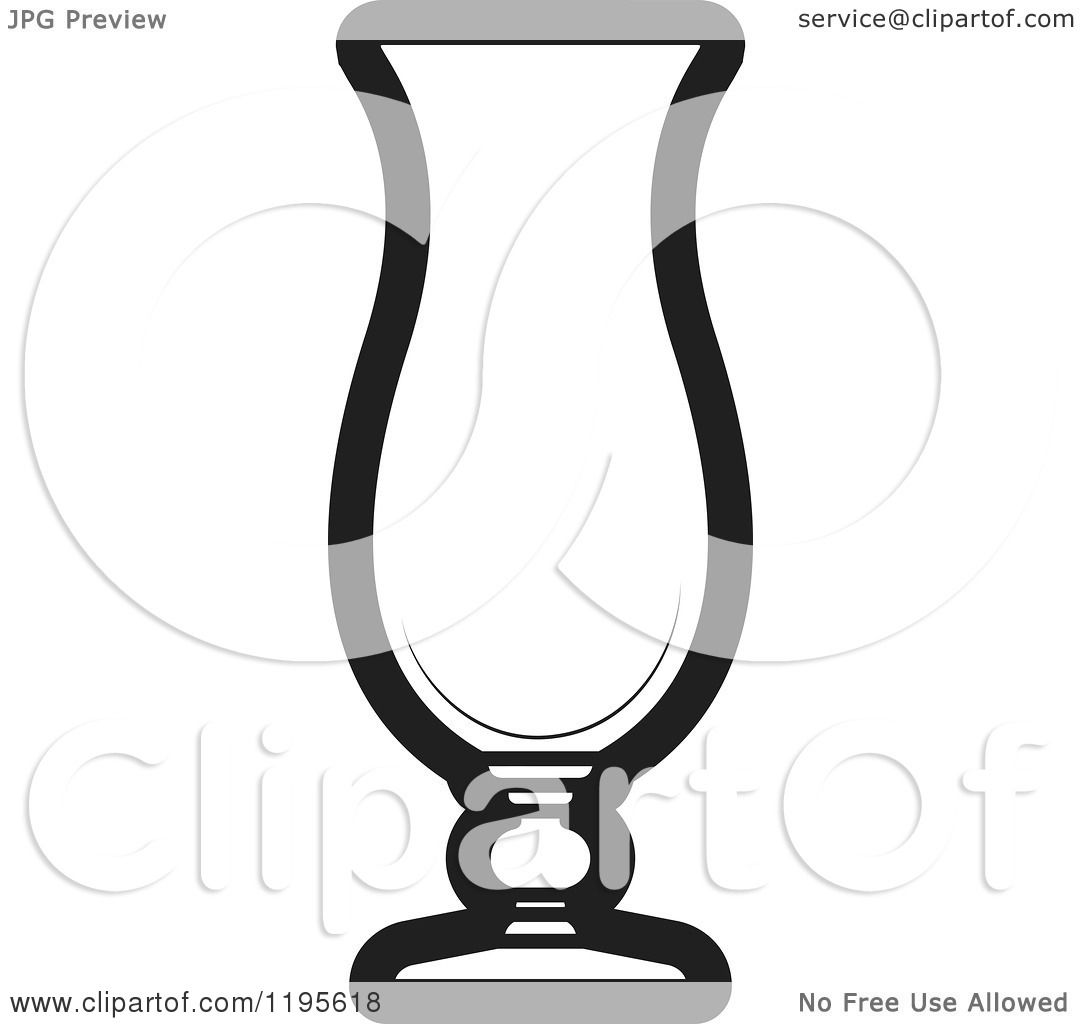 Clipart of a Black and White Hurricane Glass - Royalty Free Vector