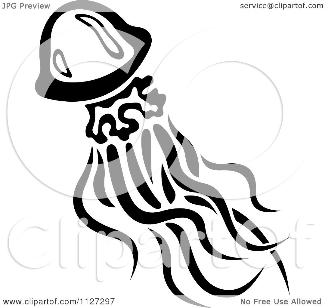 jellyfish clipart black and white - photo #50