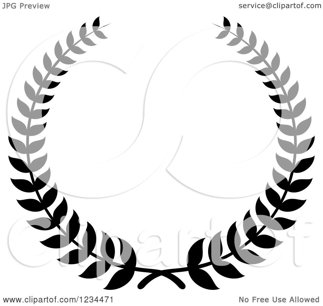 Download Clipart of a Black and White Laurel Wreath 5 - Royalty ...
