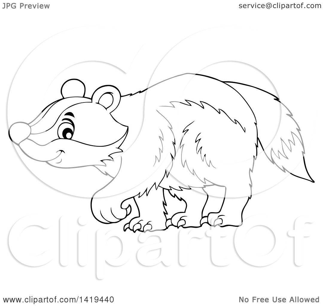 lineart badger walking illustration happy cute clipart royalty visekart vector