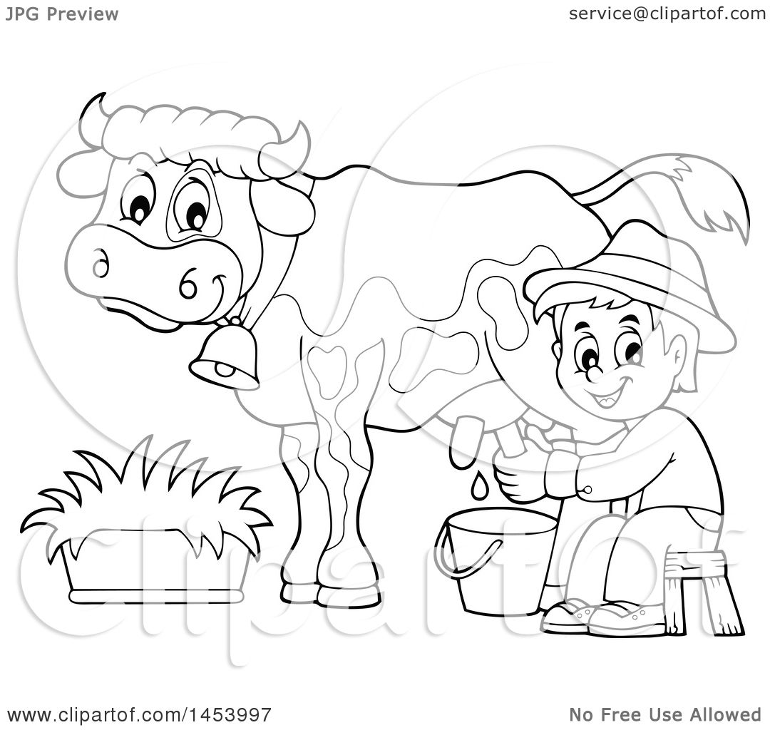 Farmer Cow Indian Coloring Pages Milking Face Kids Colorluna Sketch ...