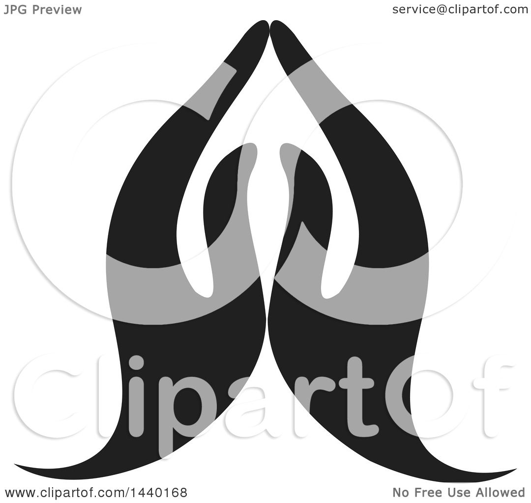 Clipart Of A Black And White Pair Of Prayer Or Namaste Hands Royalty Free Vector Illustration 10241440168